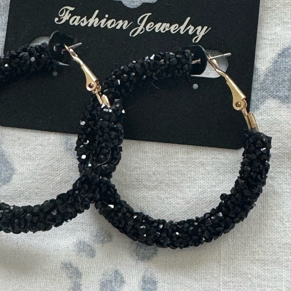 Elegant Black Hoop Earrings